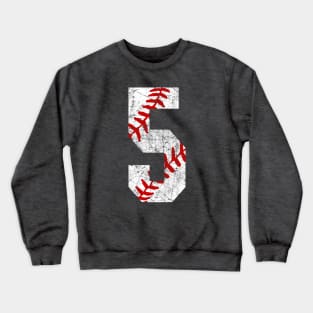 Vintage #5 Baseball Laces Baseball Mom Jersey Love Baseball 5th Birthday T-shirt Crewneck Sweatshirt